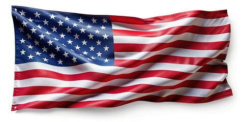 Fototapeta premium American Flag, Isolated on White Background - High-Resolution Stock Photo