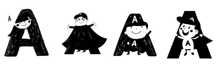Fototapeta premium The number four cartoon superhero is a modern and playful character, isolated and charming, with a math theme and big round eyes, a cheerful smile, and iconic defender attire