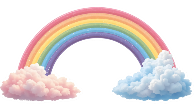 Pastel Rainbow Clouds Illustration - Pastel colors