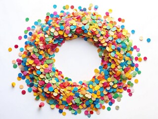 Naklejka premium Colorful Confetti Circle Top View - Festive Party Background