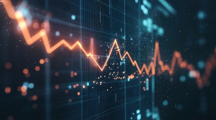Fototapeta premium Abstract financial chart with a rising trend line and arrow, set against a clean white background to emphasize clarity and growth.