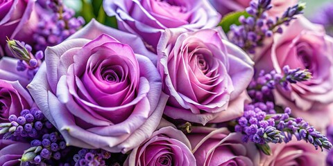 Delicate Lavender and Rose Bouquet, Close-up Floral Photography