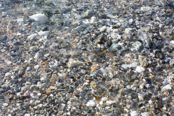 Background with small stones under water
