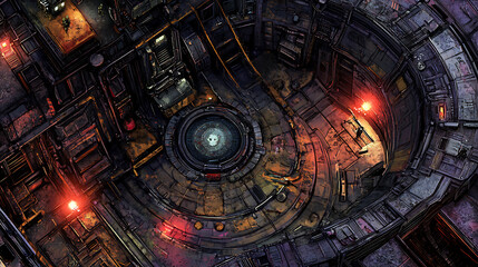 Fototapeta premium Top-Down View of Futuristic City Game Map