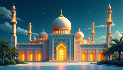 mosque design for Eid Al-Fitr or Ramadan cards
