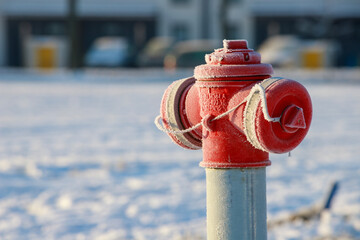 Frozen Resilience: Frost-Covered Fire Hydrant in Winter
