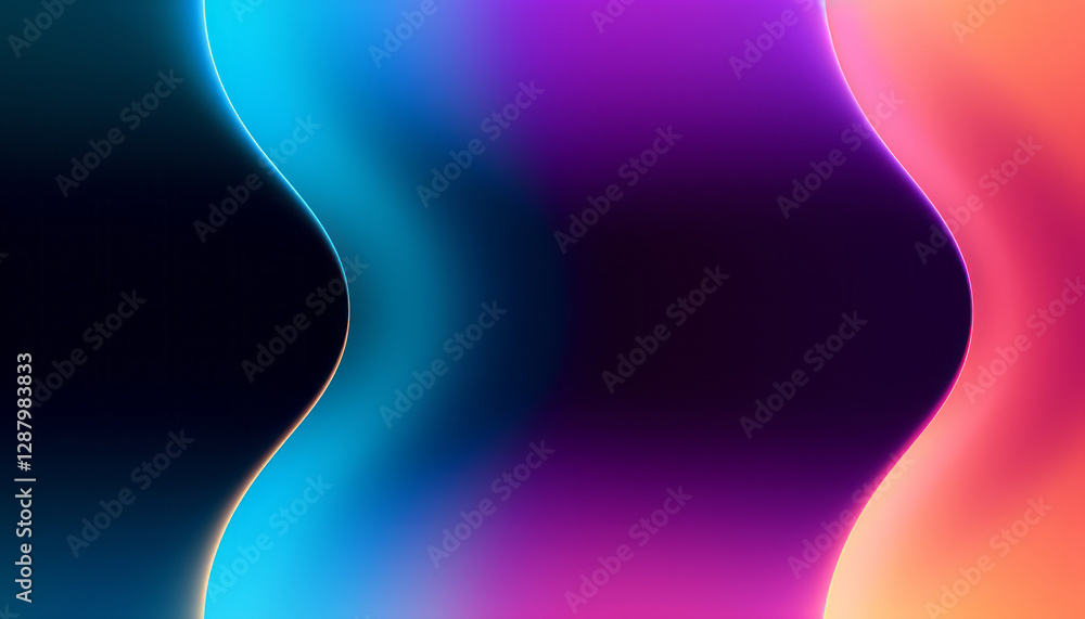 Poster Abstract colorful wavy shapes wallpaper. Modern curvy background with motion effect. Generative ai