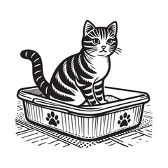 Set icons for cat litter. The outline icons are well scalable and editable. Contrasting elements are good for different backgrounds. EPS10.