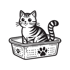 Set icons for cat litter. The outline icons are well scalable and editable. Contrasting elements are good for different backgrounds. EPS10.