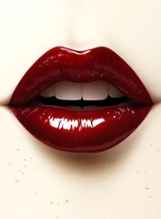 Obraz premium Close-up of Sensual, Glossy Red Lips