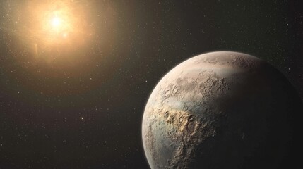 Naklejka premium Stunning Visualization of Habitable Planet Surrounded by Stars