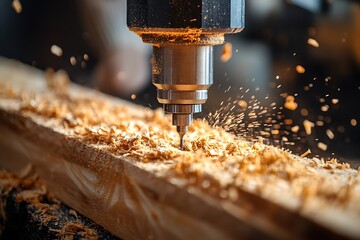 CNC Router Carving Wood in Workshop