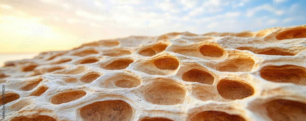 Poster weathering process idea. close-up view of a unique natural formation highlighting intricate textures
