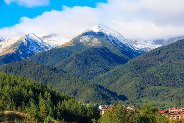 Naklejka premium Pirin mountains snow peaks, Bulgaria