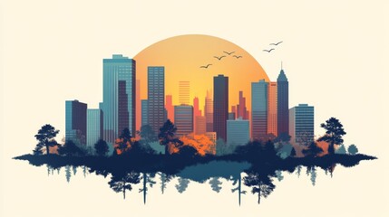 Fototapeta premium Elegant Flat Design Vector Illustration of a Business Landscape