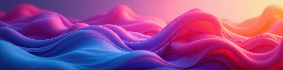 Obraz premium Fluid, vibrant gradients swirl in dynamic, abstract wave patterns , illustration, abstract