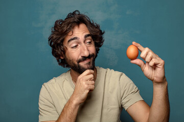 young adult bearded man egg concept