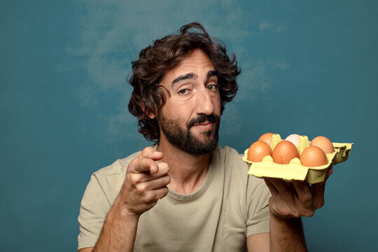 young adult bearded man egg concept