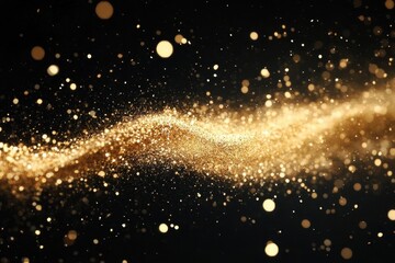 gold particles exploding in slow motion against black background, luxury abstract motion design with metallic shimmer