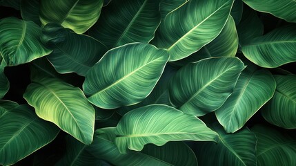 Lush Green Tropical Leaves: A Vibrant Display of Nature's Beauty