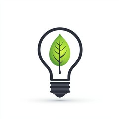 Eco-friendly energy concept with leaf inside light bulb