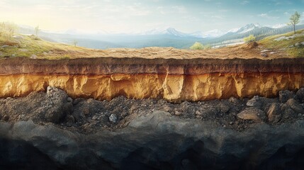 Earth Layers Cross Section Panorama