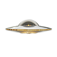 Isolated Classic Silver Flying Saucer with Soft Lighting