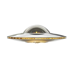 Foto op Canvas Isolated Classic Silver Flying Saucer with Soft Lighting © Alexander