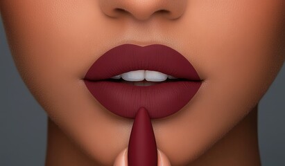 Fototapeta premium The beautiful girl, a model woman, has a red shellac manicure on her nails and embodies cosmetics, beauty, and makeup