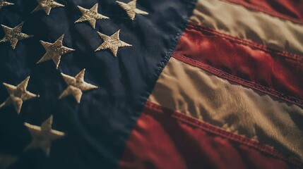 American flag with overlay of stock exchange trading chart, representing the dynamics of the US stock market.