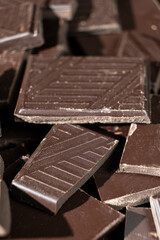 Close Up Organic Natural Dark Chocolate Pieces.