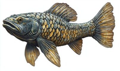 Naklejka premium Prehistoric fish swimming underwater, educational or scientific resource