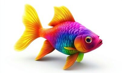 Fototapeta premium Rainbow fish on white Vibrant, colorful aquatic creature for creative projects