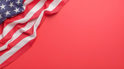 American Flag on Red Background