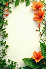 Fototapeta premium Mature native ginger plant with prominent orange flowers, vines, floral, botanical