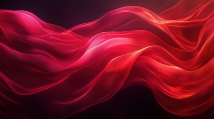 Obraz premium Flowing red fabric waves on dark background