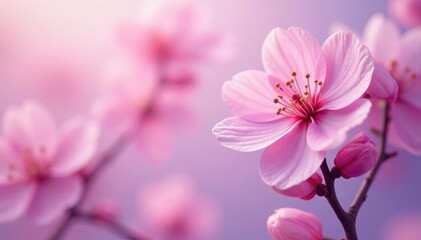 Obraz premium Soft petal background with delicate light pink and purple hues, blossoms,, floral
