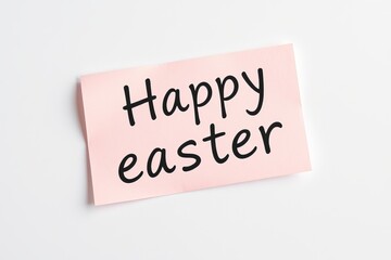 Text Happy Easter on pink note