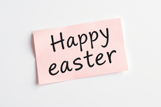 Text Happy Easter on pink note