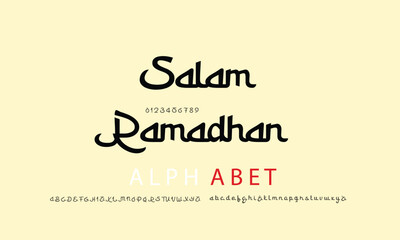 Salam Ramadhan vector font alphabet with numbers