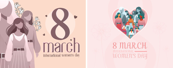 2 Creative Women's Day Designs - Celebrate March 8th with Unique Art, Perfect for Social Media, Posters, and Greeting Cards - March 8 - 8 March 