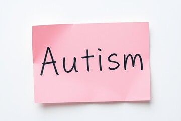 Text Autism on pink note