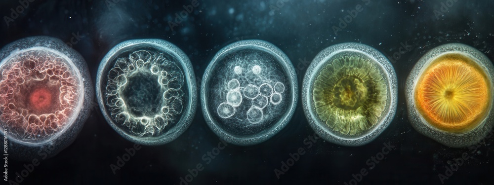 Aufkleber colorful visualization of cellular structures illustrating biological diversity and organic complexi