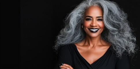 Fototapeta premium Mature woman with radiant skin represents the perfect blend of beauty and skincare in the realm of cosmetics