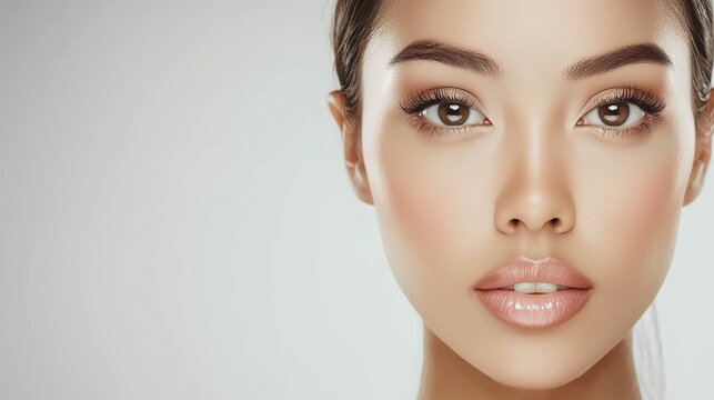 The portrait presents a close-up view of a young woman, her long dark hair a prominent feature, as she looks back over her shoulder, wearing a white tank top with flawless skin