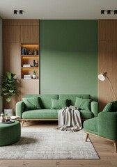 Serene Living Room with Soft Green Tones