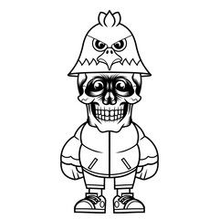 Mascot character design cartoon eagle hat outline