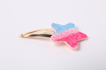 Cute hair clip with star on white background
