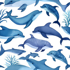 Obraz premium seamless pattern with dolphins