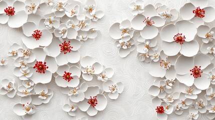 An intimate photograph of a grouping of white flowers, well-suited for publication in editorials about the vernal season, the outdoors, or loveliness